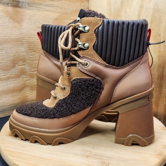 New Sorel Brex Womens Lace Up Chunky Heeled Ankle Boots Booties - Picture 7 of 10
